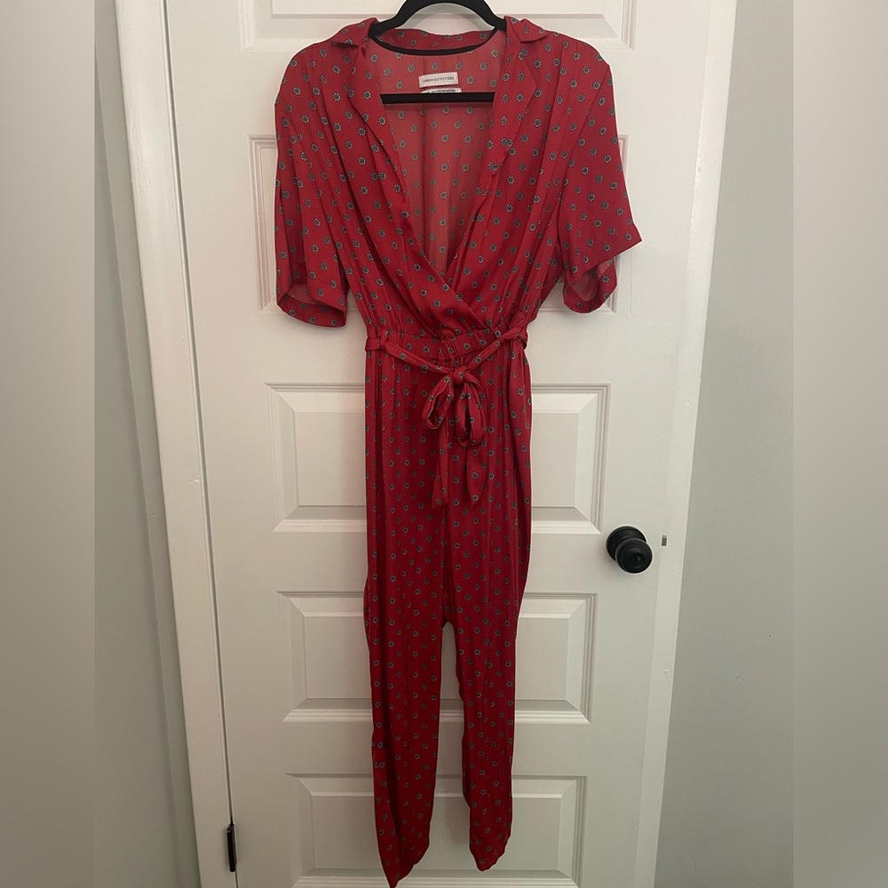Urban Outfitters Red Printed Jumpsuit